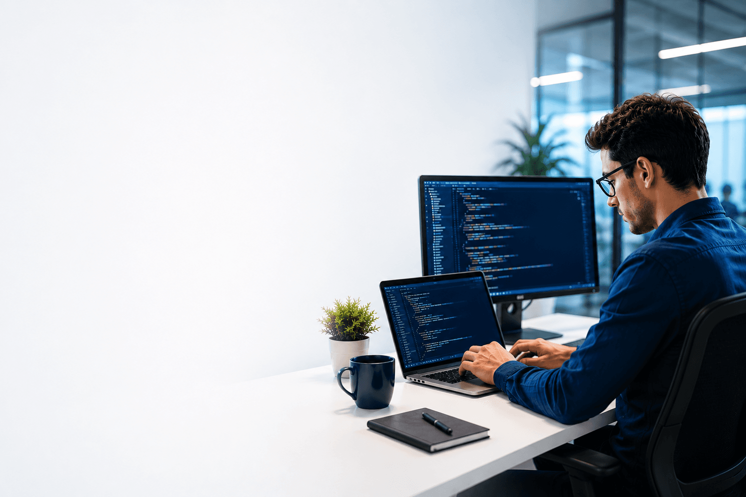 Software engineering team working in a modern office